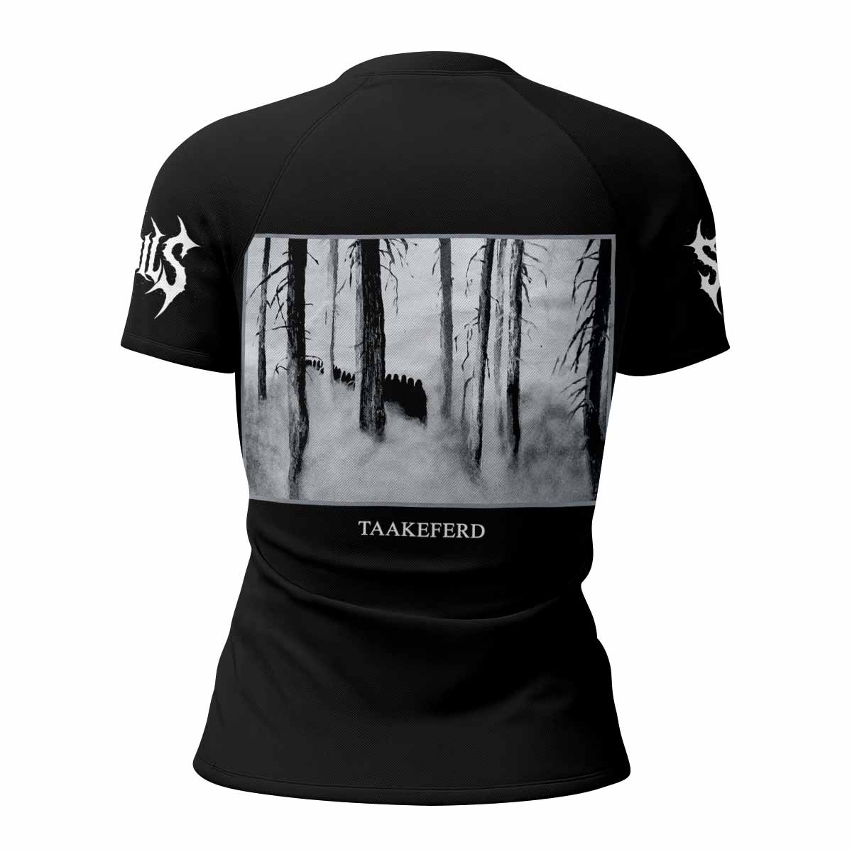 Darkthrone Under a Funeral Moon Women's Rash Guard Short Sleeve - back view mockup