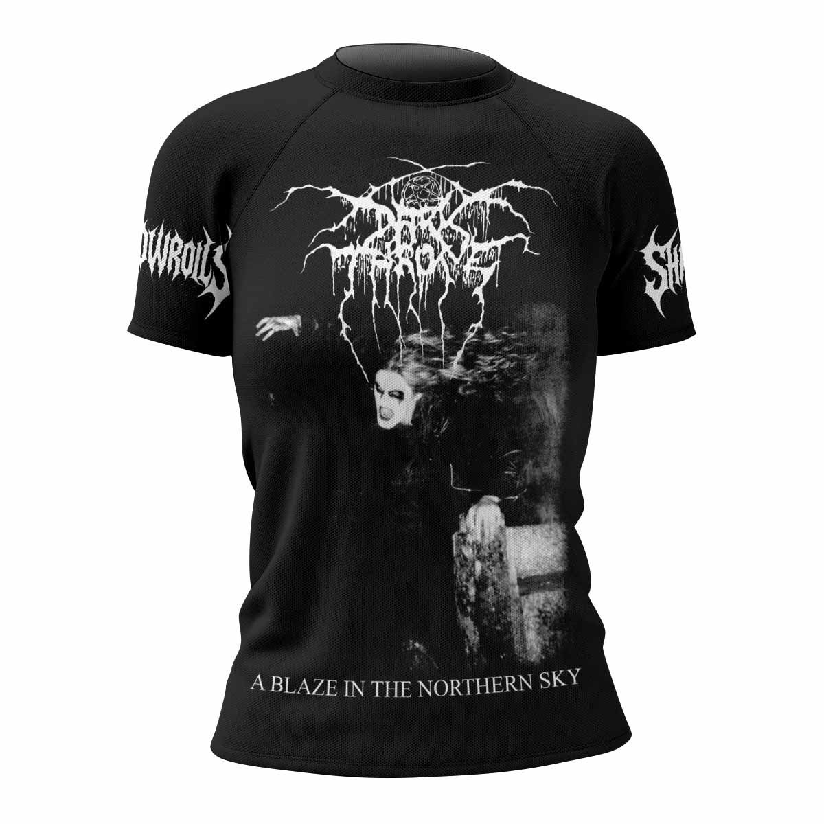 Darkthrone A Blaze in the Northern Sky Women's Rash Guard Short Sleeve - front view mockup