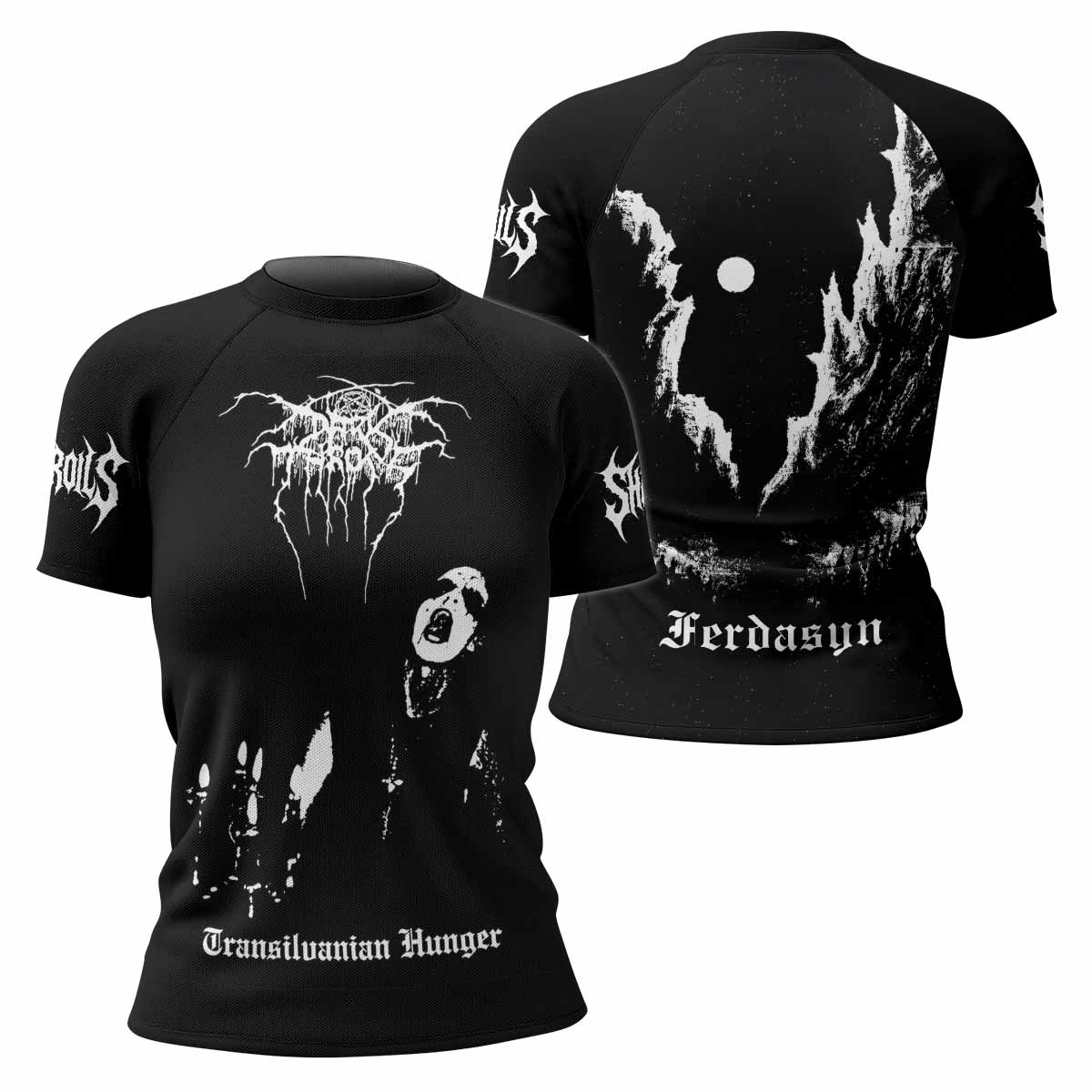Darkthrone Transilvanian Hunger Women's Rash Guard Short Sleeve - front and back view