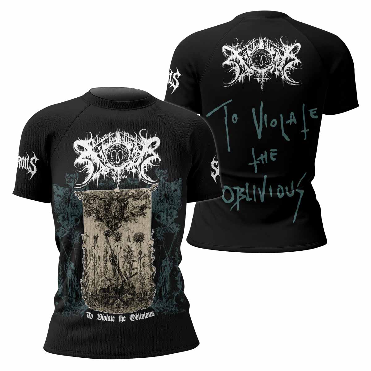 Xasthur To Violate the Oblivious Women's Rash Guard Short Sleeve - front and back view
