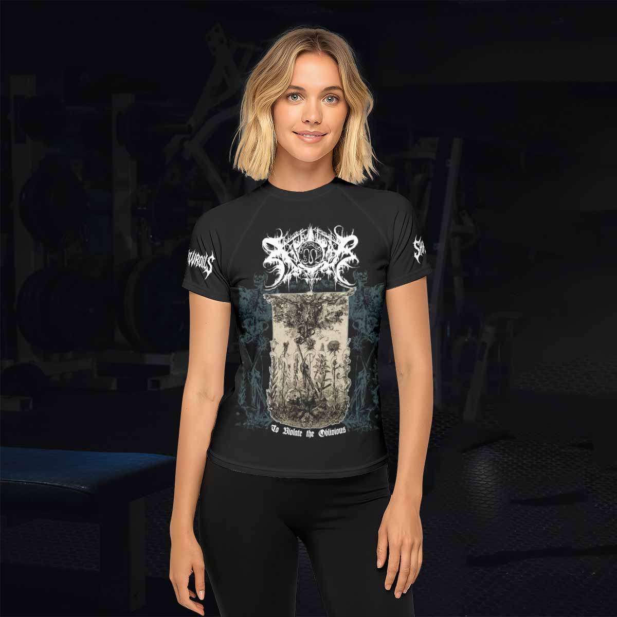 Xasthur To Violate the Oblivious Women's Rash Guard Short Sleeve - lifestyle view