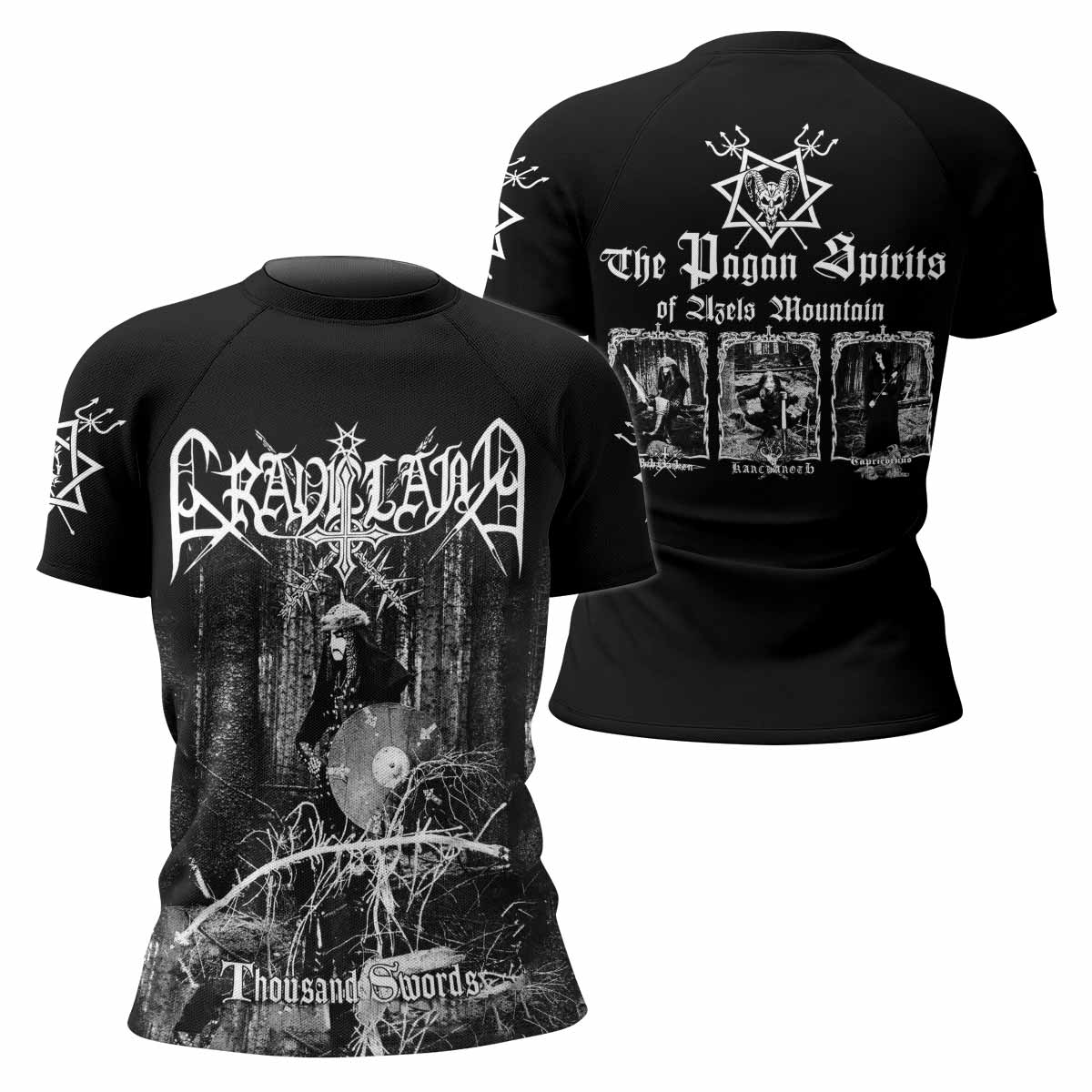 Graveland Thousand Swords Women's Rash Guard Short Sleeve - front and back view