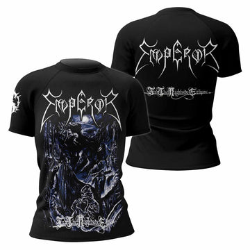 Emperor In the Nightside Eclipse Women's Rash Guard Short Sleeve - front and back view