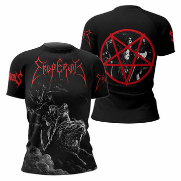 Emperor Wrath of the Tyrant Women's Rash Guard Short Sleeve - front and back view