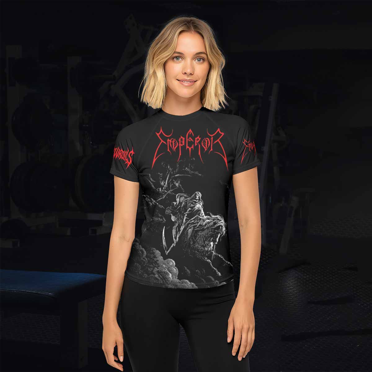 Emperor Wrath of the Tyrant Women's Rash Guard Short Sleeve - lifestyle view
