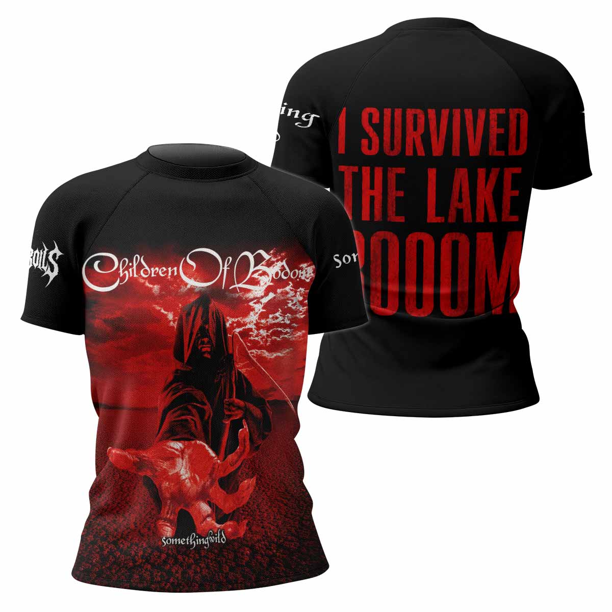 Children of Bodom Something Wild Women's Rash Guard Short Sleeve - front and back view