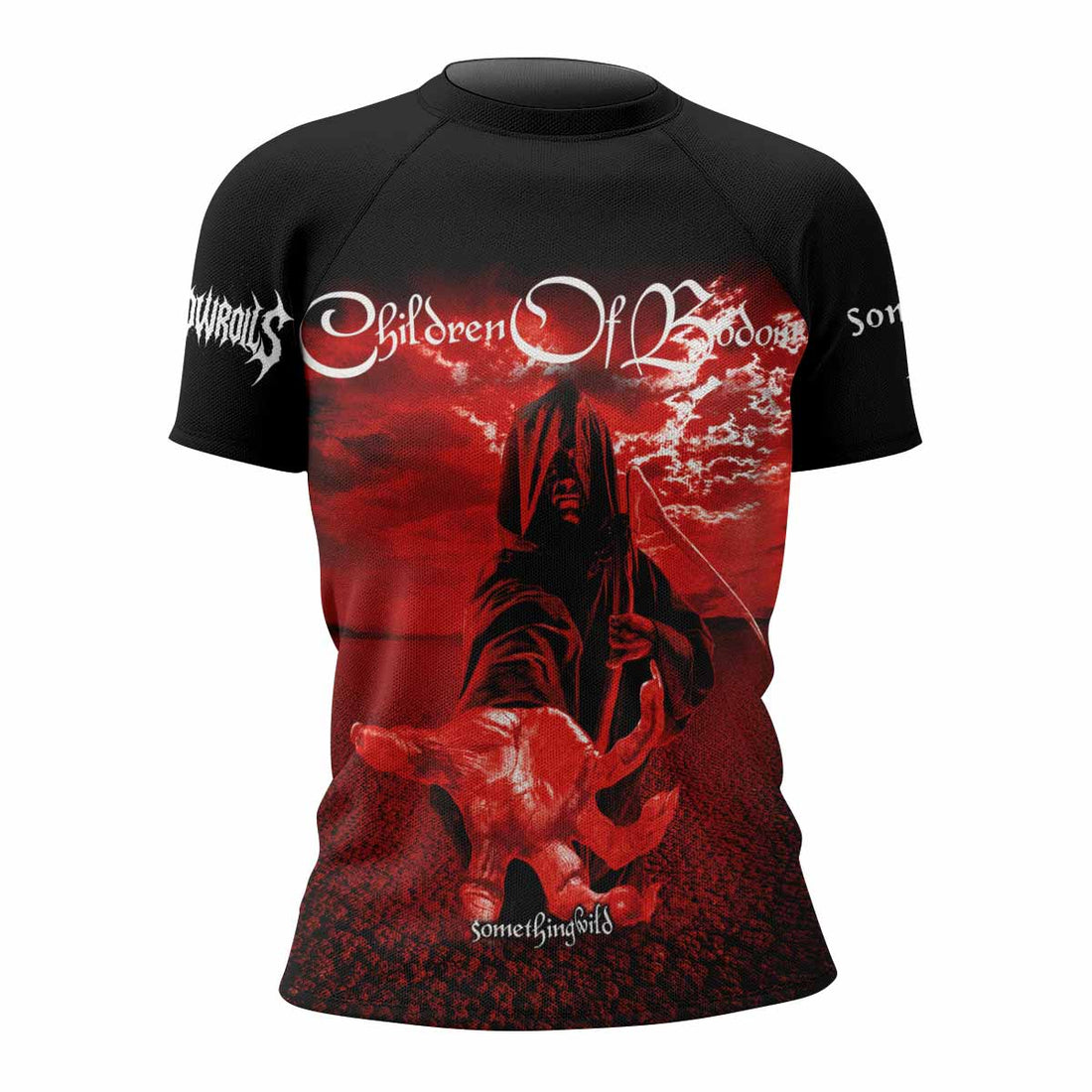 Children of Bodom Something Wild Women's Rash Guard Short Sleeve - front and back view