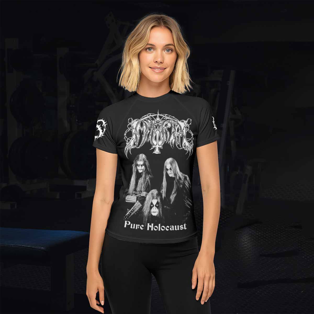 Immortal Pure Holocaust Women's Rash Guard Short Sleeve - lifestyle view
