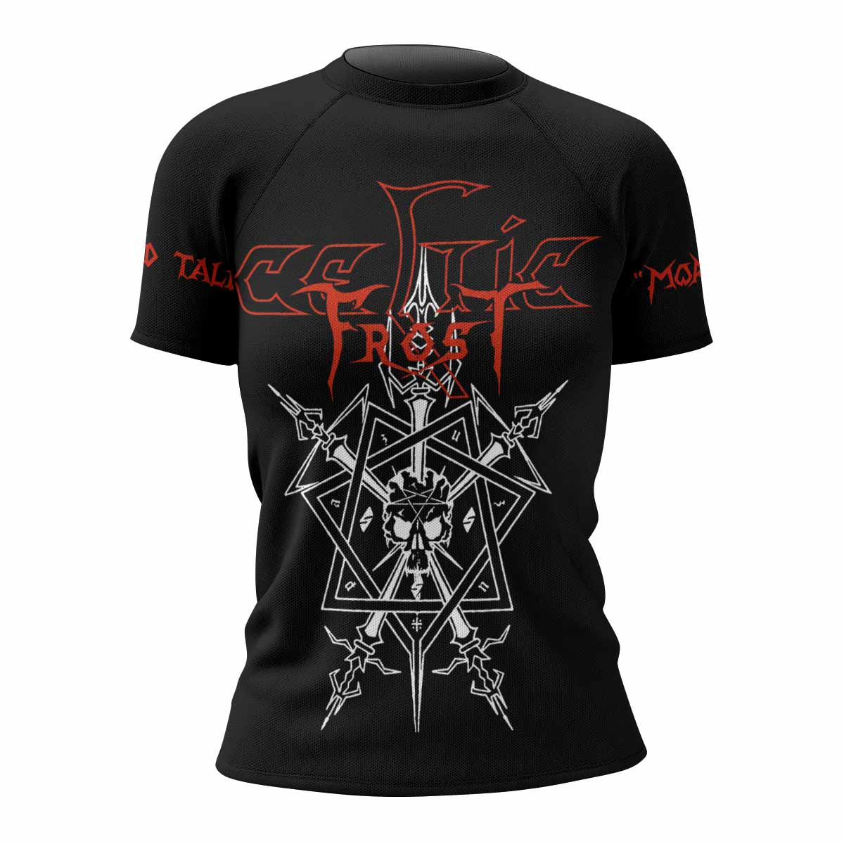 Celtic Frost Morbid Tales Sigil Women's Rash Guard Short Sleeve - front view mockup
