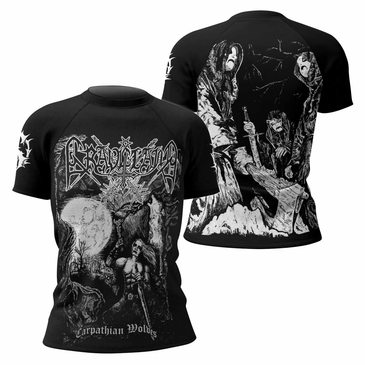 Graveland Carpathian Wolves Women's Rash Guard Short Sleeve - front and back view