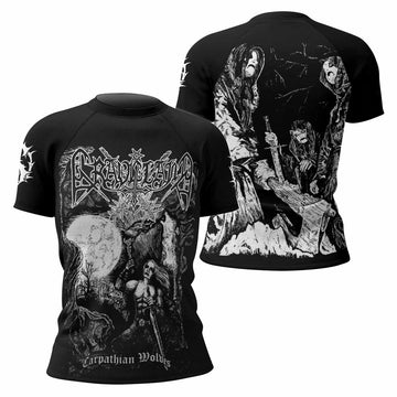Graveland Carpathian Wolves Women's Rash Guard Short Sleeve - front and back view