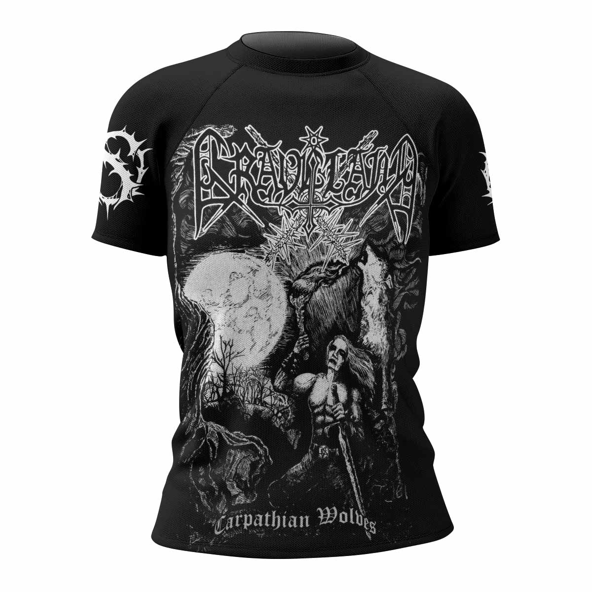 Graveland Carpathian Wolves Women's Rash Guard Short Sleeve - front view mockup