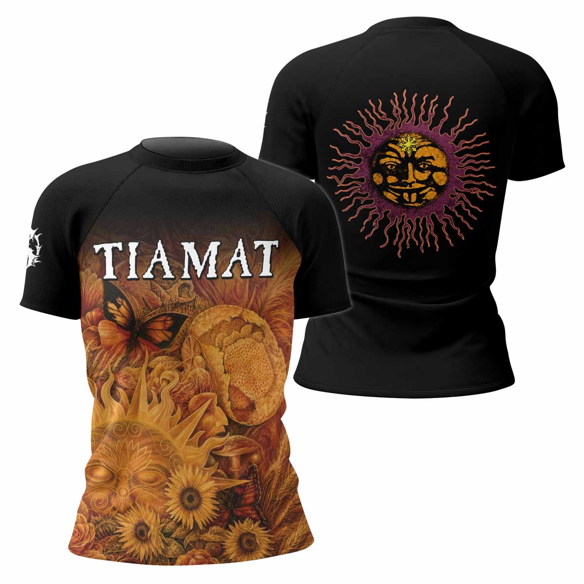 Tiamat Spiritual Sun Women's Rash Guard Short Sleeve - front and back view
