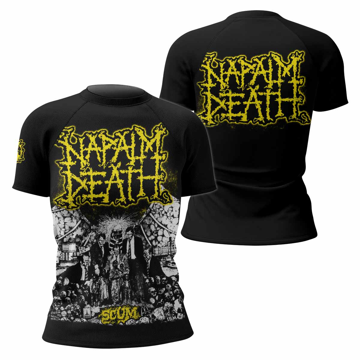 Napalm Death Scum Women's Rash Guard Short Sleeve - front and back view