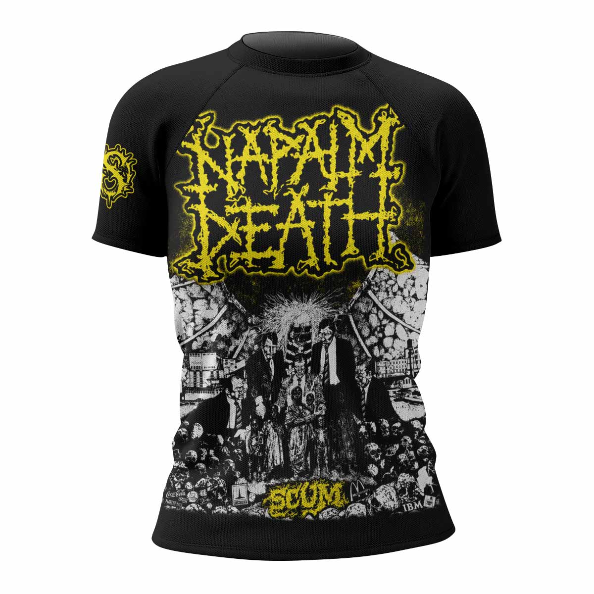Napalm Death Scum Women's Rash Guard Short Sleeve - front view mockup