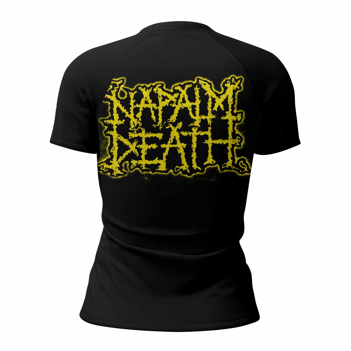 Napalm Death Scum Women's Rash Guard Short Sleeve - back view mockup