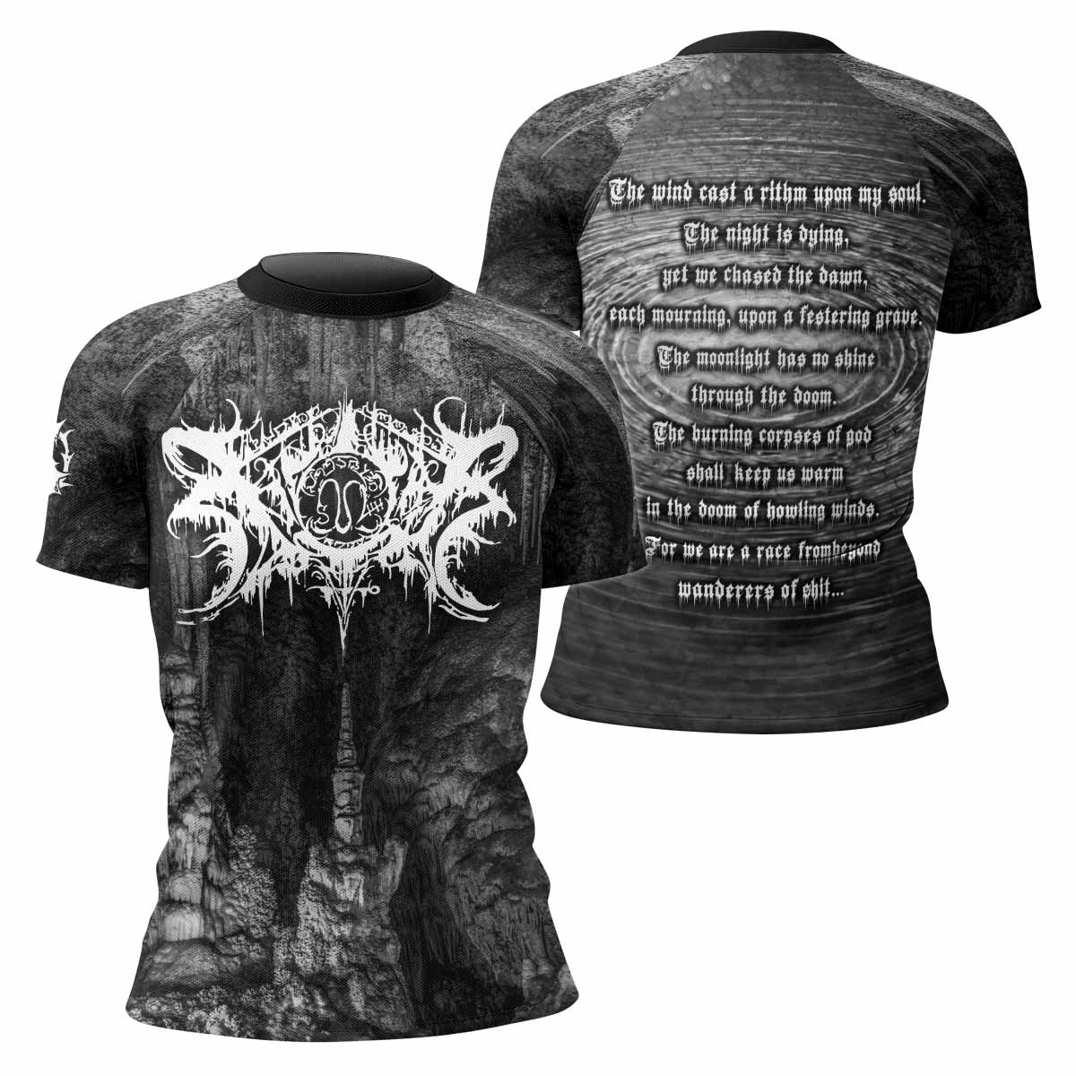 Xasthur Nocturnal Poisoning Women's Rash Guard Short Sleeve - front and back view