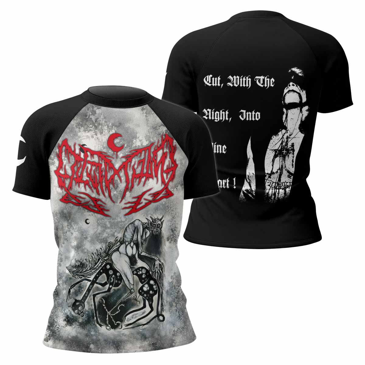 Leviathan Tentacles of Whorror Women's Rash Guard Short Sleeve - front and back view