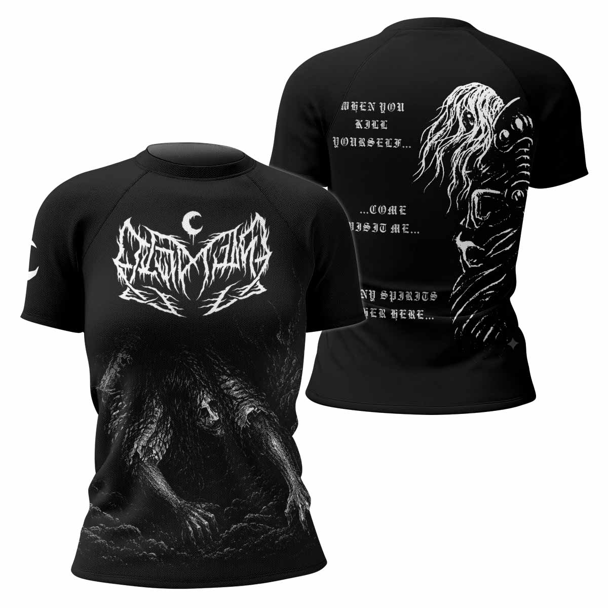 Leviathan Fucking Your Ghost In Chains of Ice Women's Rash Guard Short Sleeve - front and back view