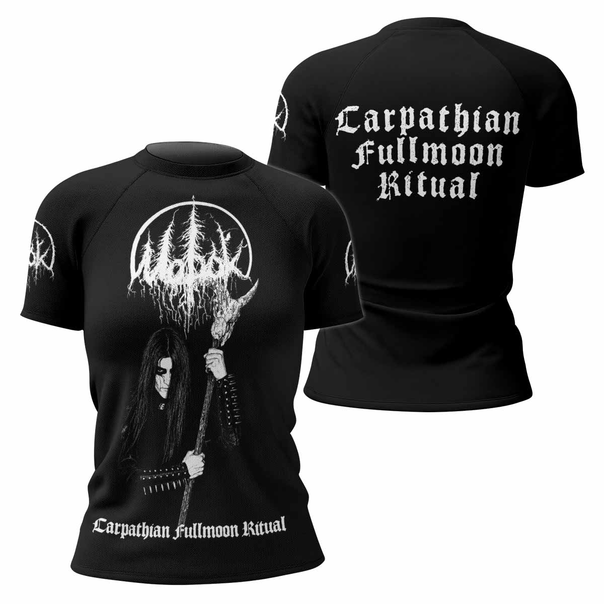 Morok Carpathian Fullmoon Ritual Women's Rash Guard Short Sleeve - front and back view