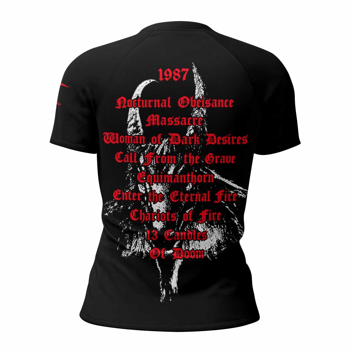Bathory Under the Sign of the Black Mark Women's Rash Guard Short Sleeve - back view mockup