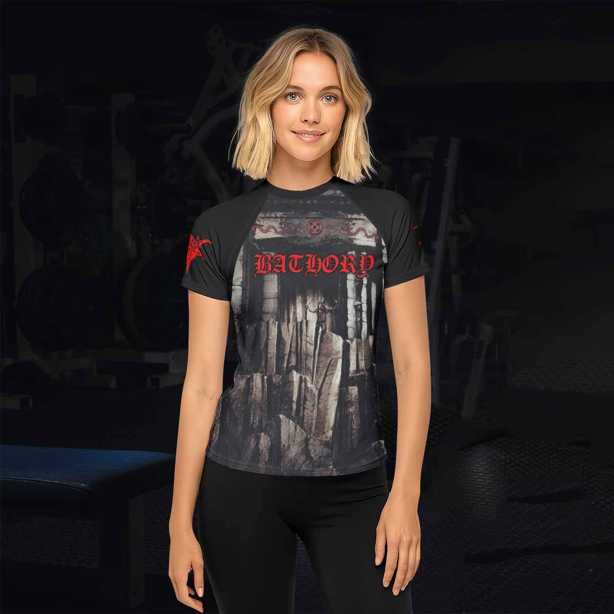 Bathory Under the Sign of the Black Mark Women's Rash Guard Short Sleeve - lifestyle view