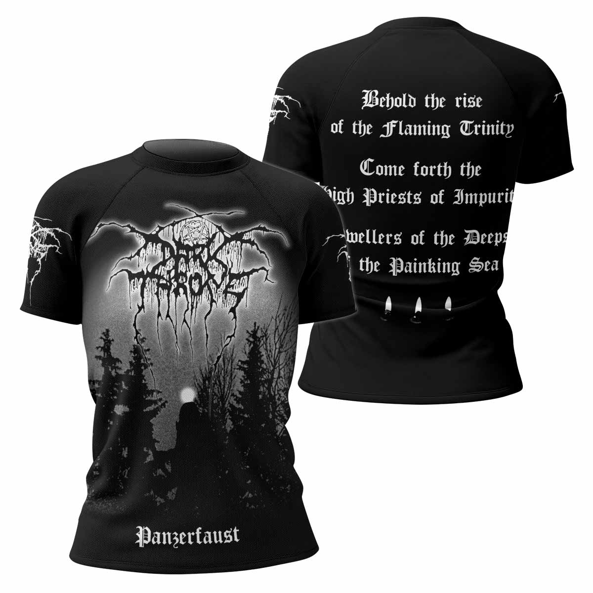 Darkthrone Panzerfaust Women's Rash Guard Short Sleeve - front and back view