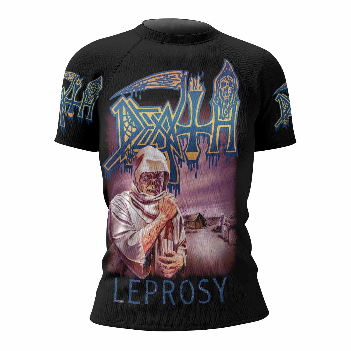 Death Leprosy Women's Rash Guard Short Sleeve - front view mockup