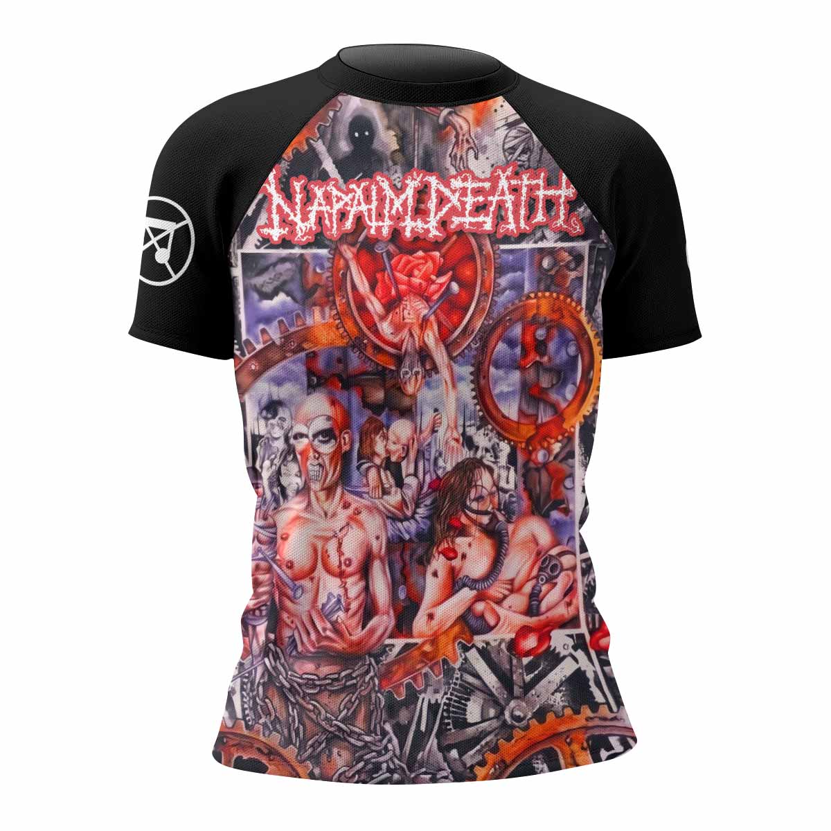 Napalm Death Utopia Banished Women's Rash Guard Short Sleeve - front view mockup