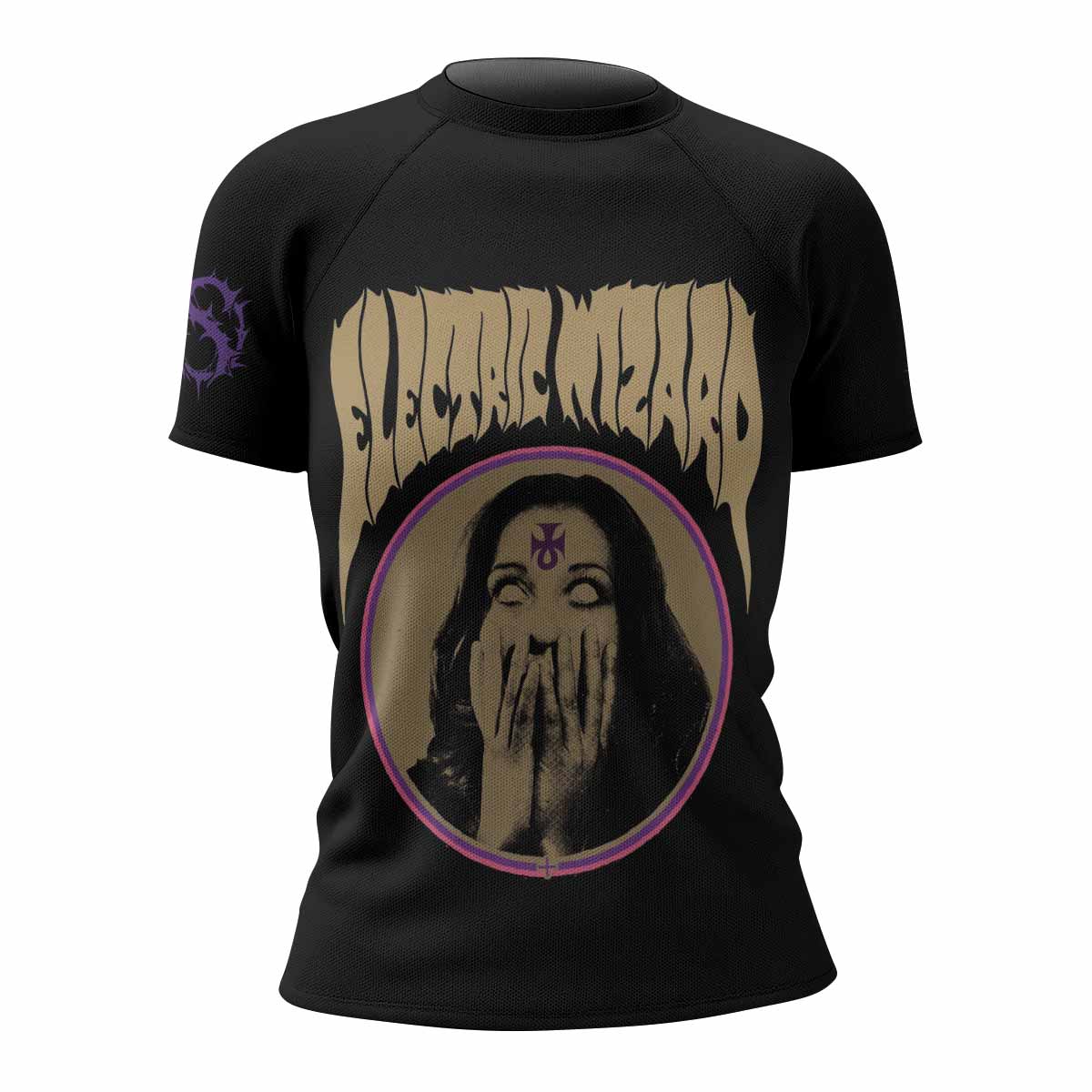 Electric Wizard Let Us Prey Women's Rash Guard Short Sleeve - front view mockup