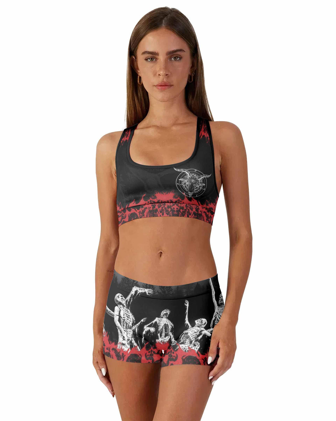 Baphomet Seal Women's Workout Set - front lifestyle view