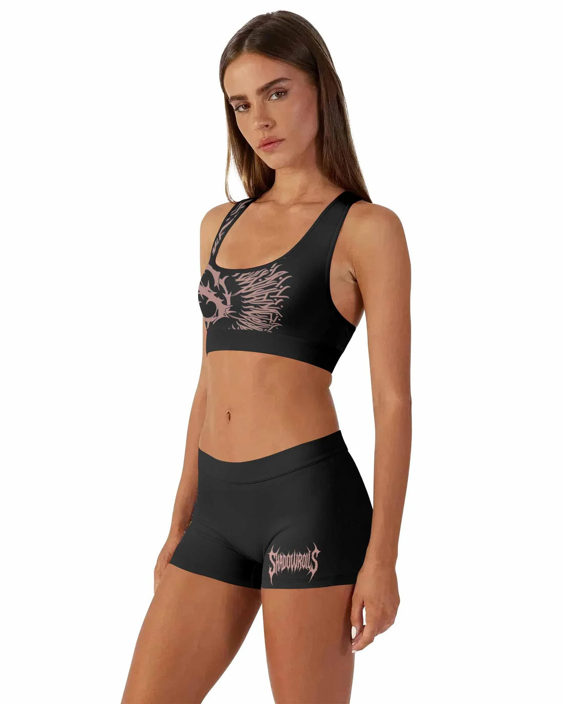 Dark Anointed Women's Workout Set - front lifestyle view