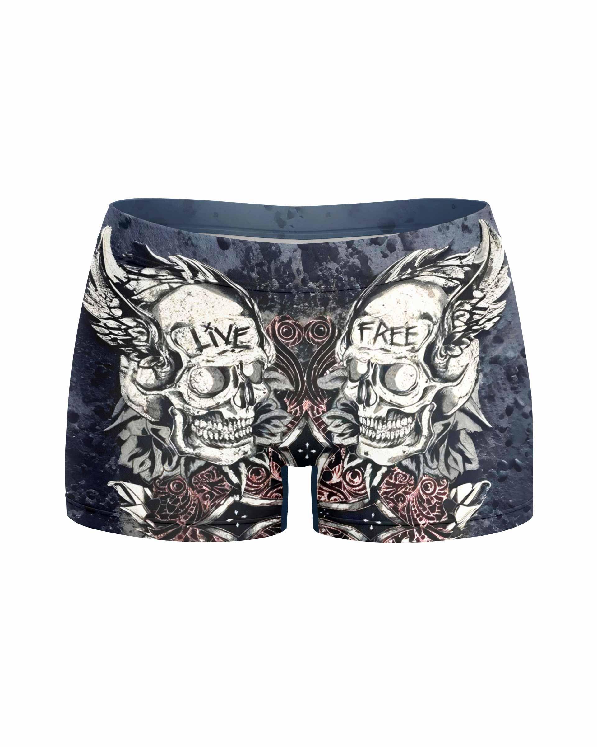 Live Free Warrior Women's Yoga Shorts - front view mockup