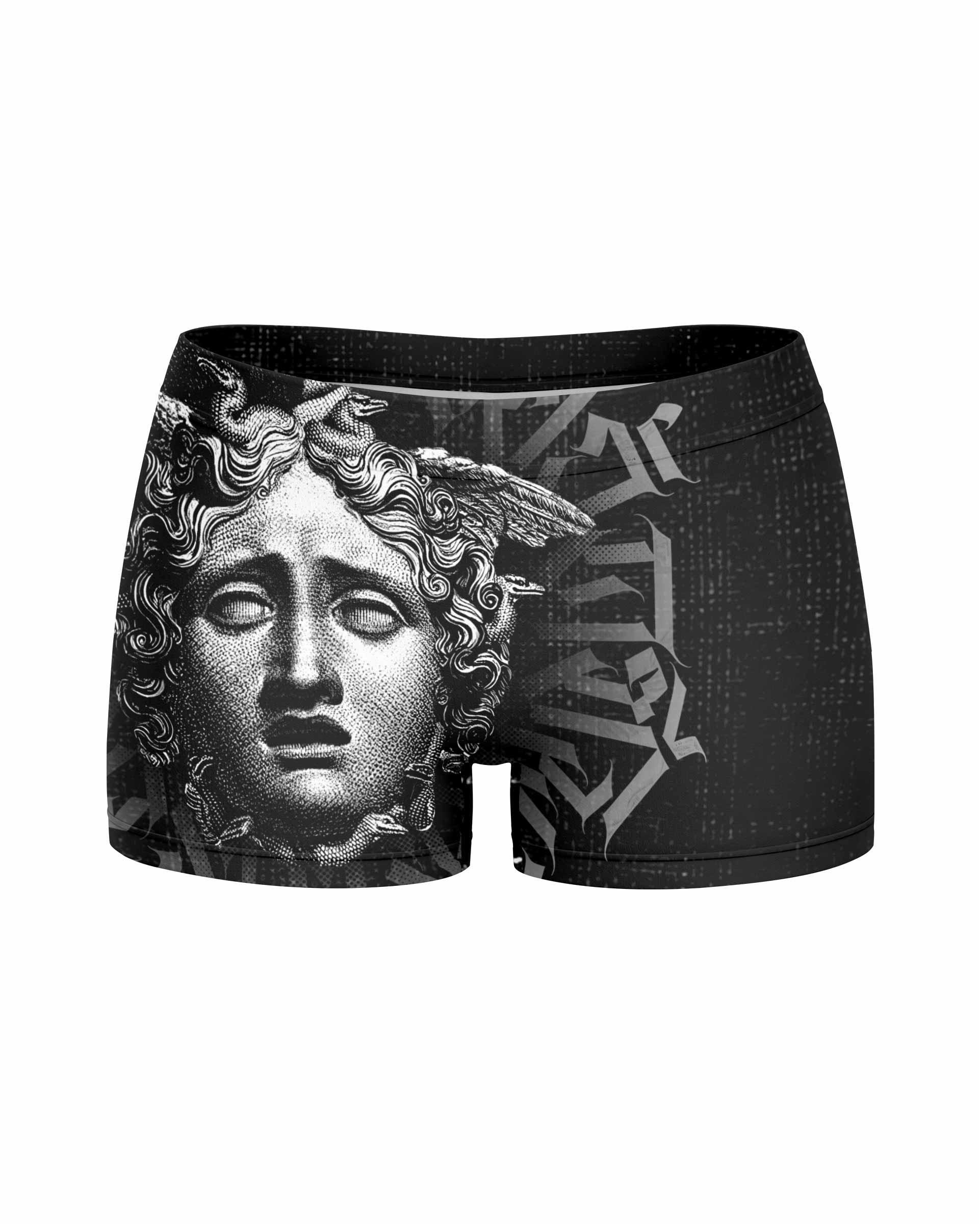 The Monster of Perseus Women's Yoga Shorts - front view mockup