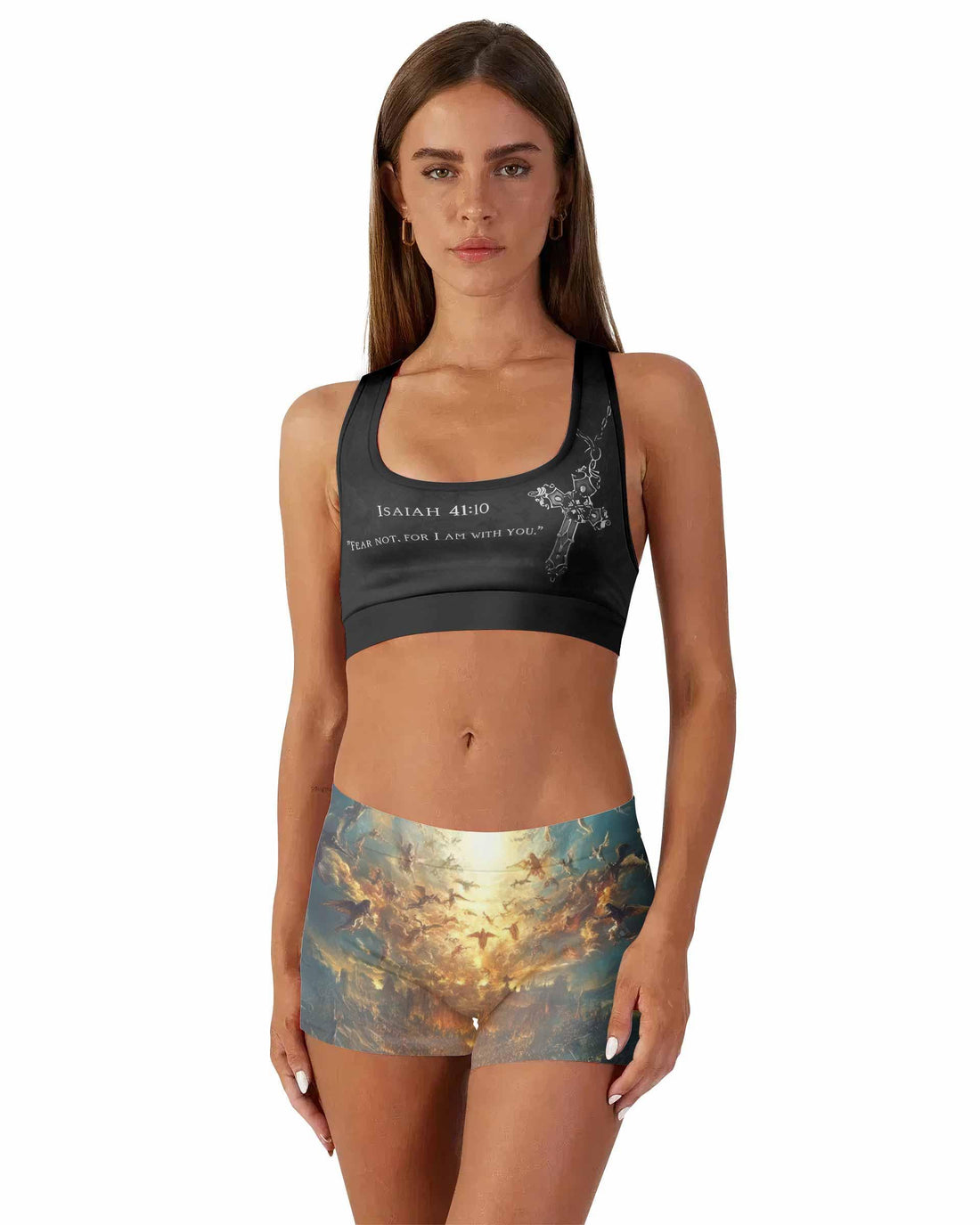 Isaiah 41:10 Fear Not Women's Workout Set - front lifestyle view