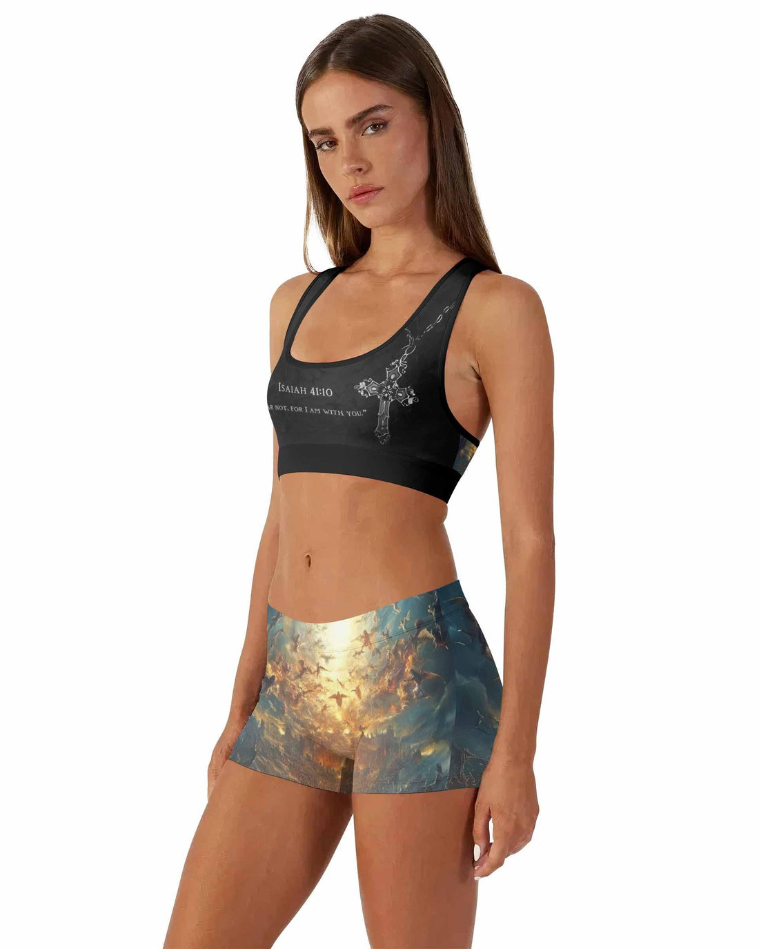 Isaiah 41:10 Fear Not Women's Workout Set - front lifestyle view