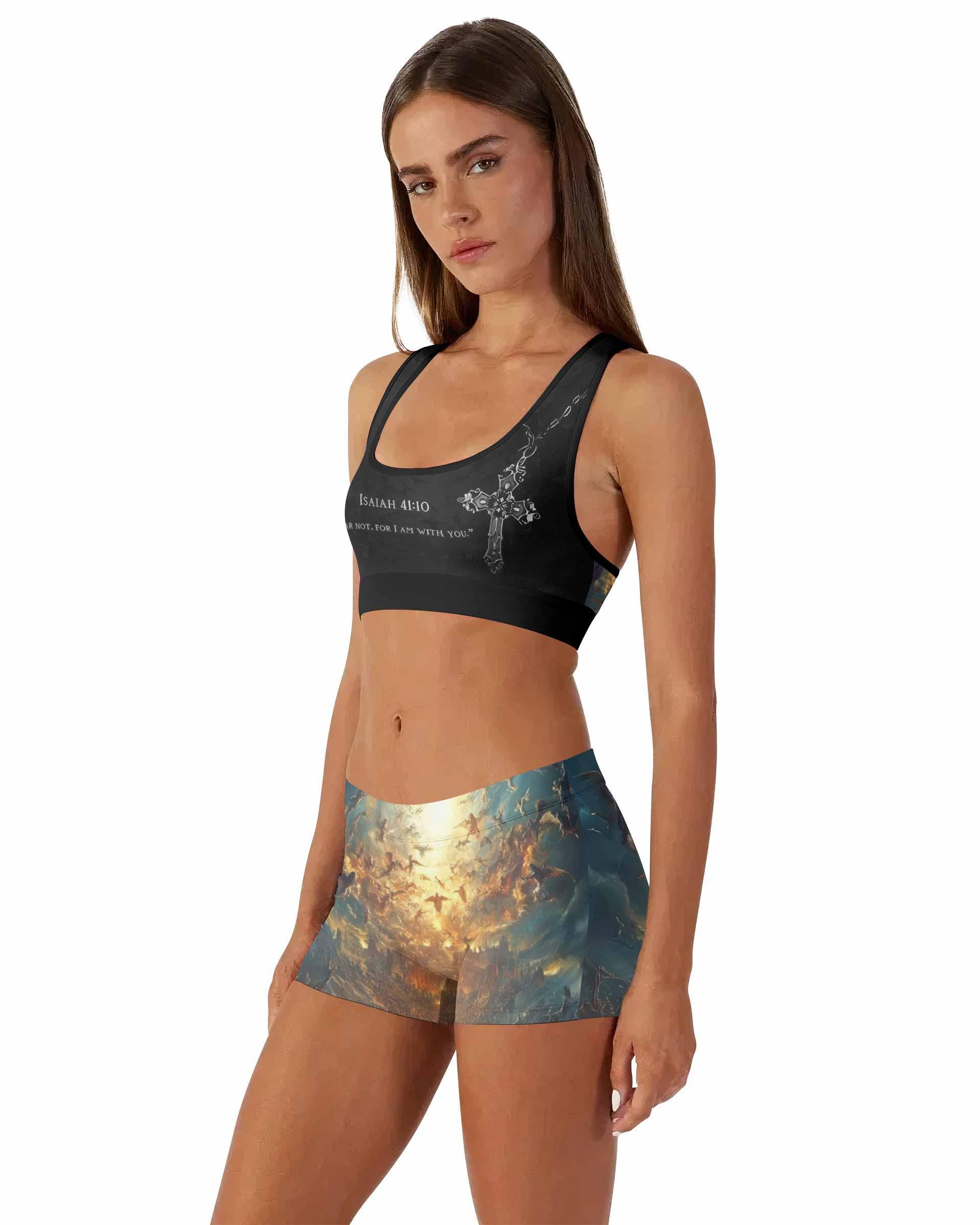 Isaiah 41:10 Fear Not Women's Workout Set - side lifestyle view