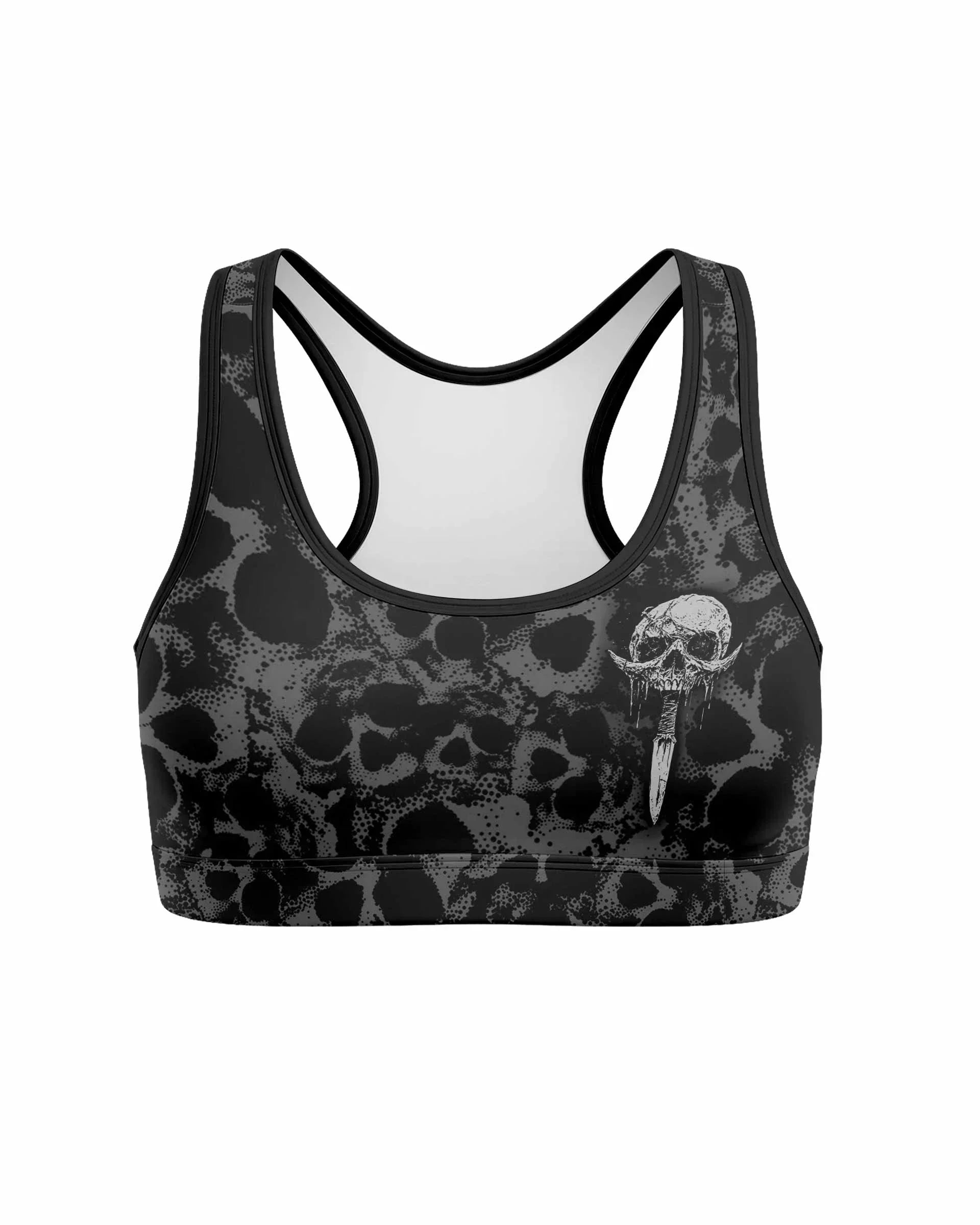 Pierced by Shadows Women's Padded Sports Bra - front view mockup