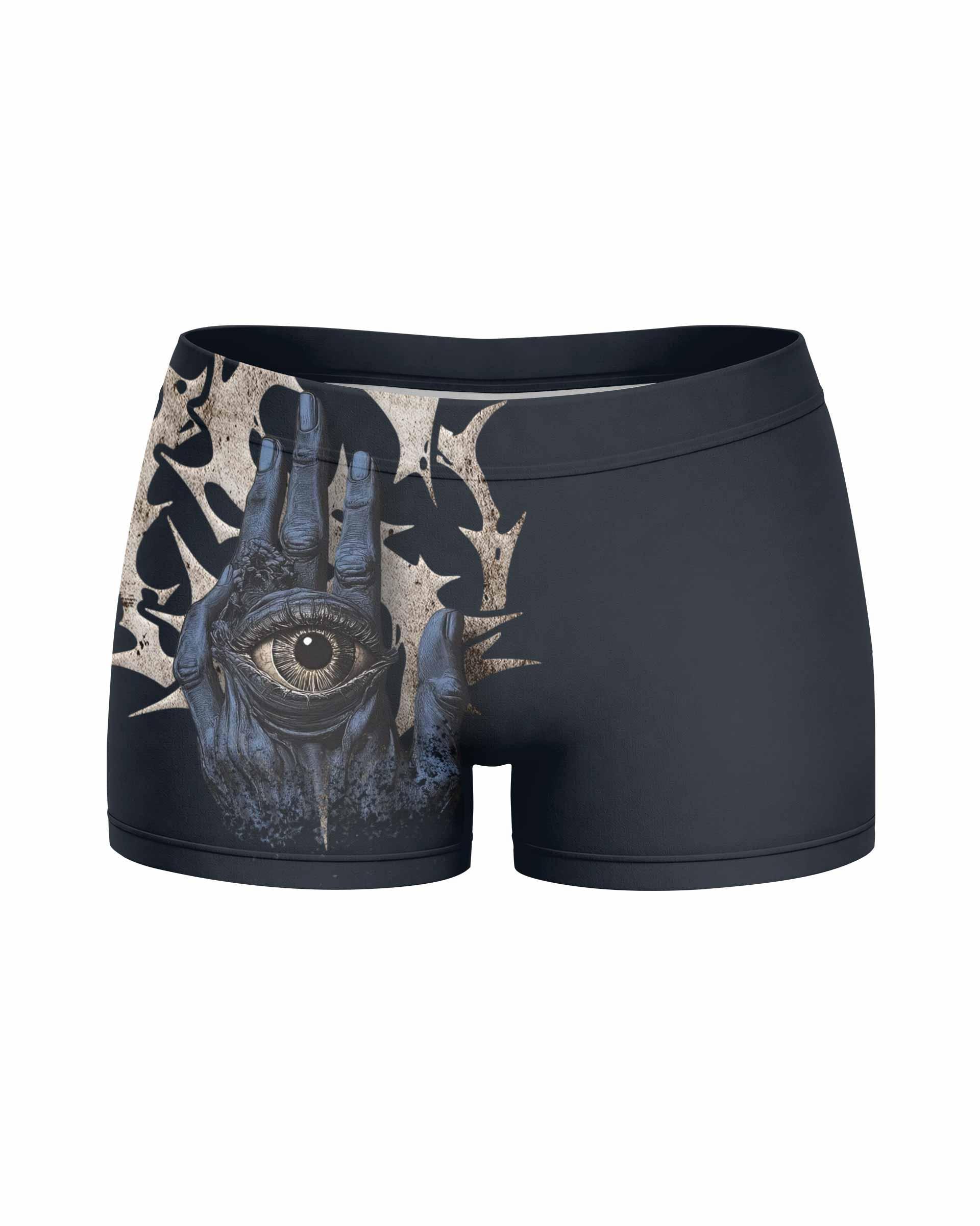 The All-Seeing Hand Women's Yoga Shorts - front view mockup