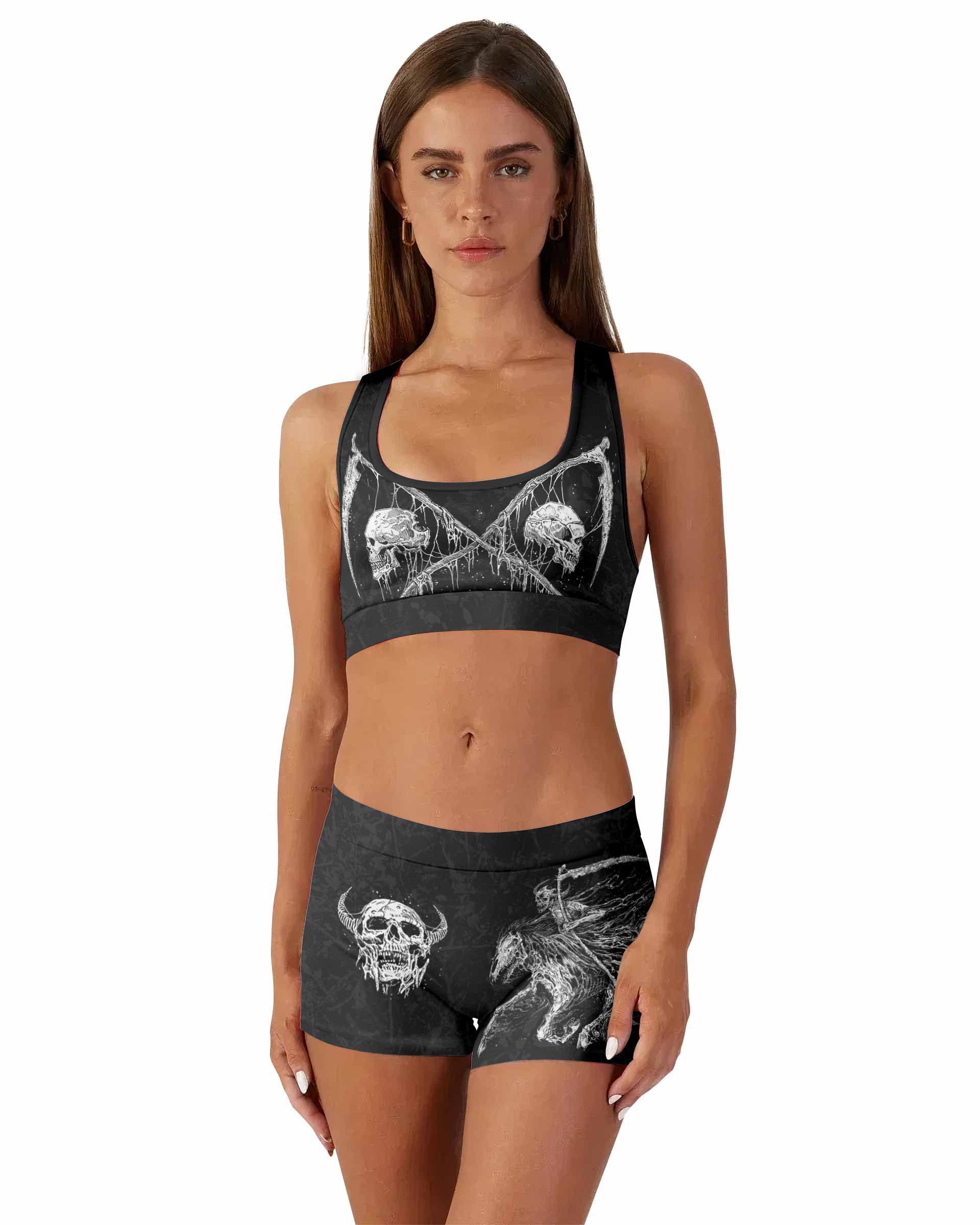 March Into Turmoil Women's Workout Set - front lifestyle view