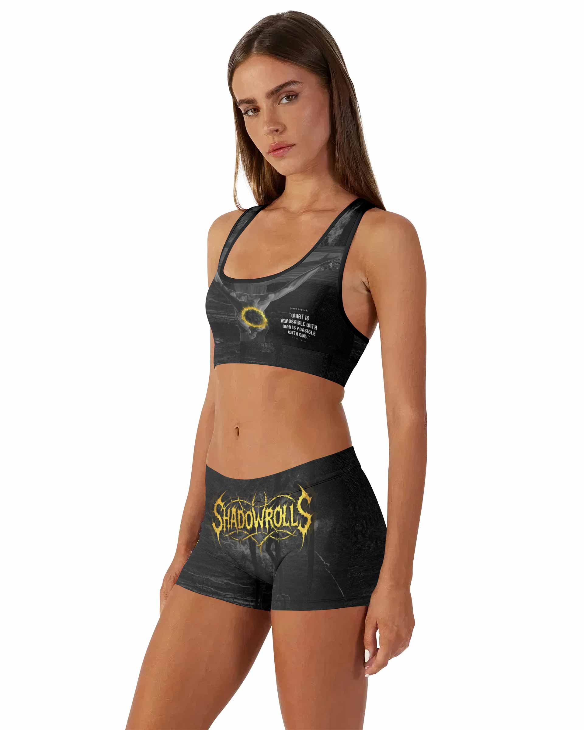 Crucified Grace Women's Workout Set - side lifestyle view