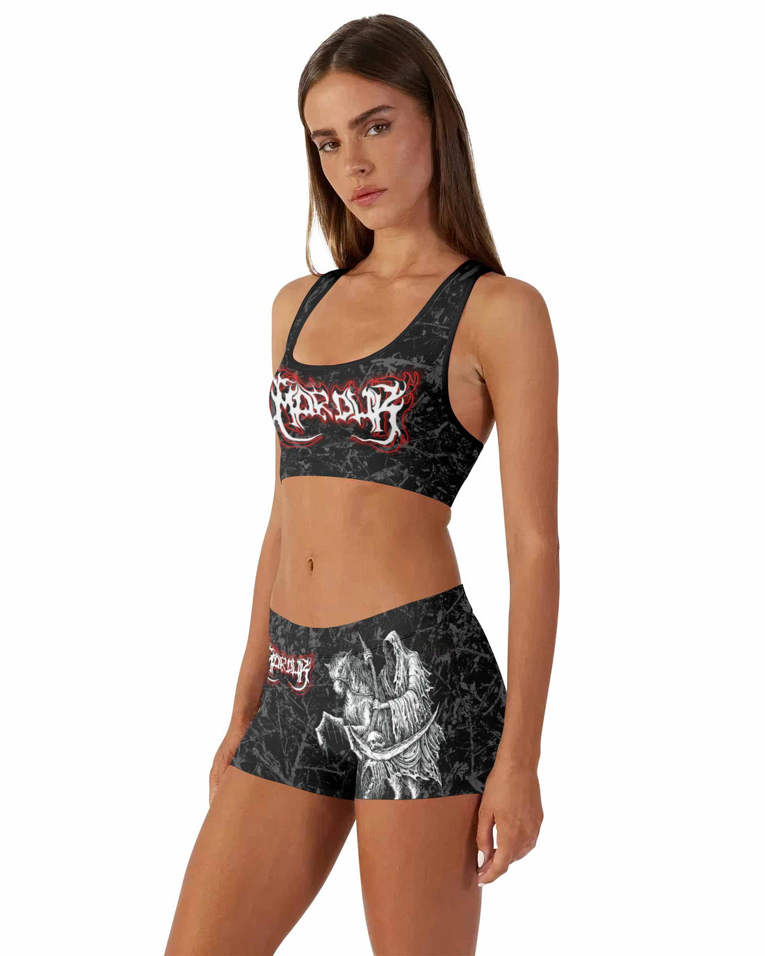 Trumpets of the End Women's Workout Set - front lifestyle view