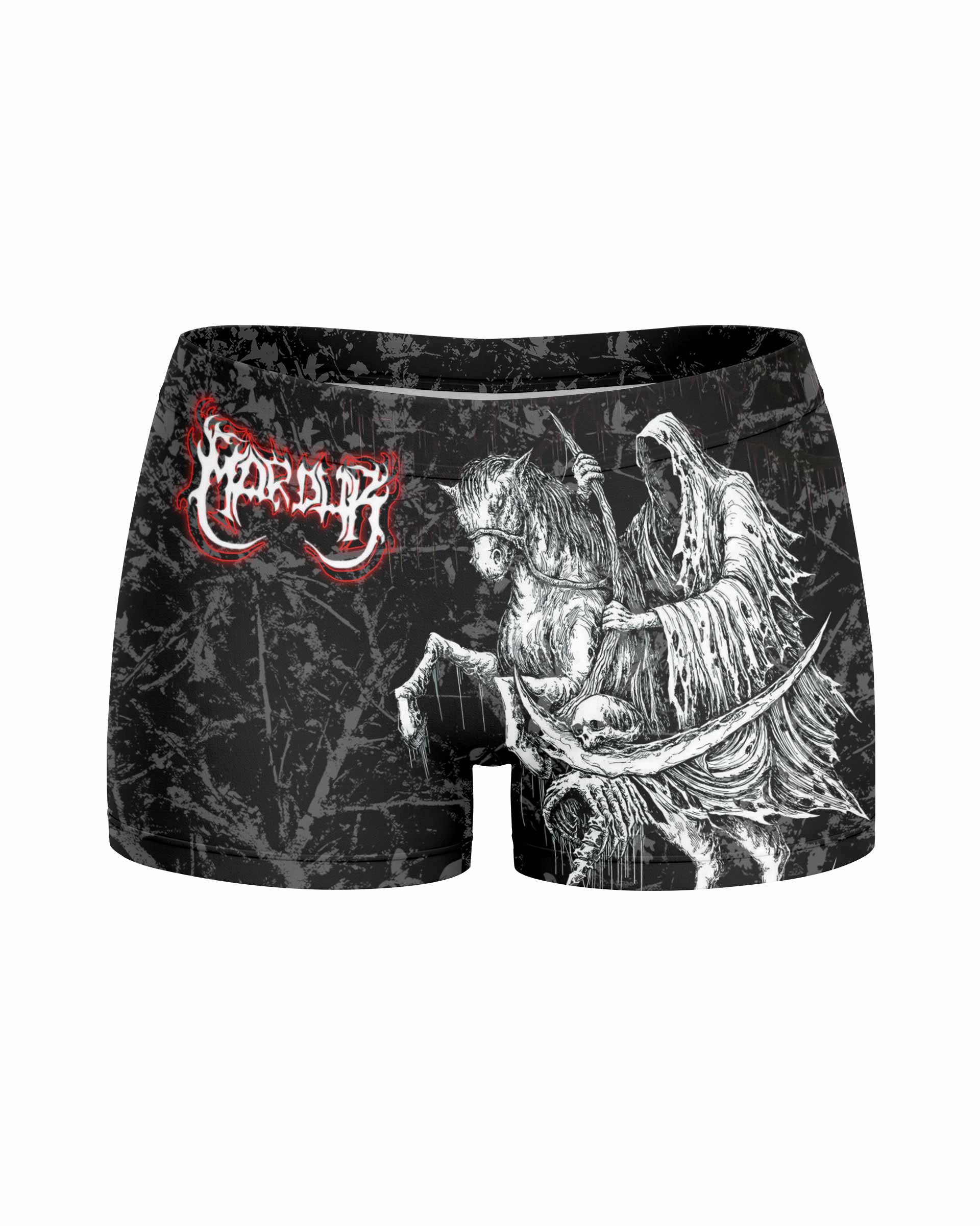 Trumpets of the End Women's Yoga Shorts - front view mockup