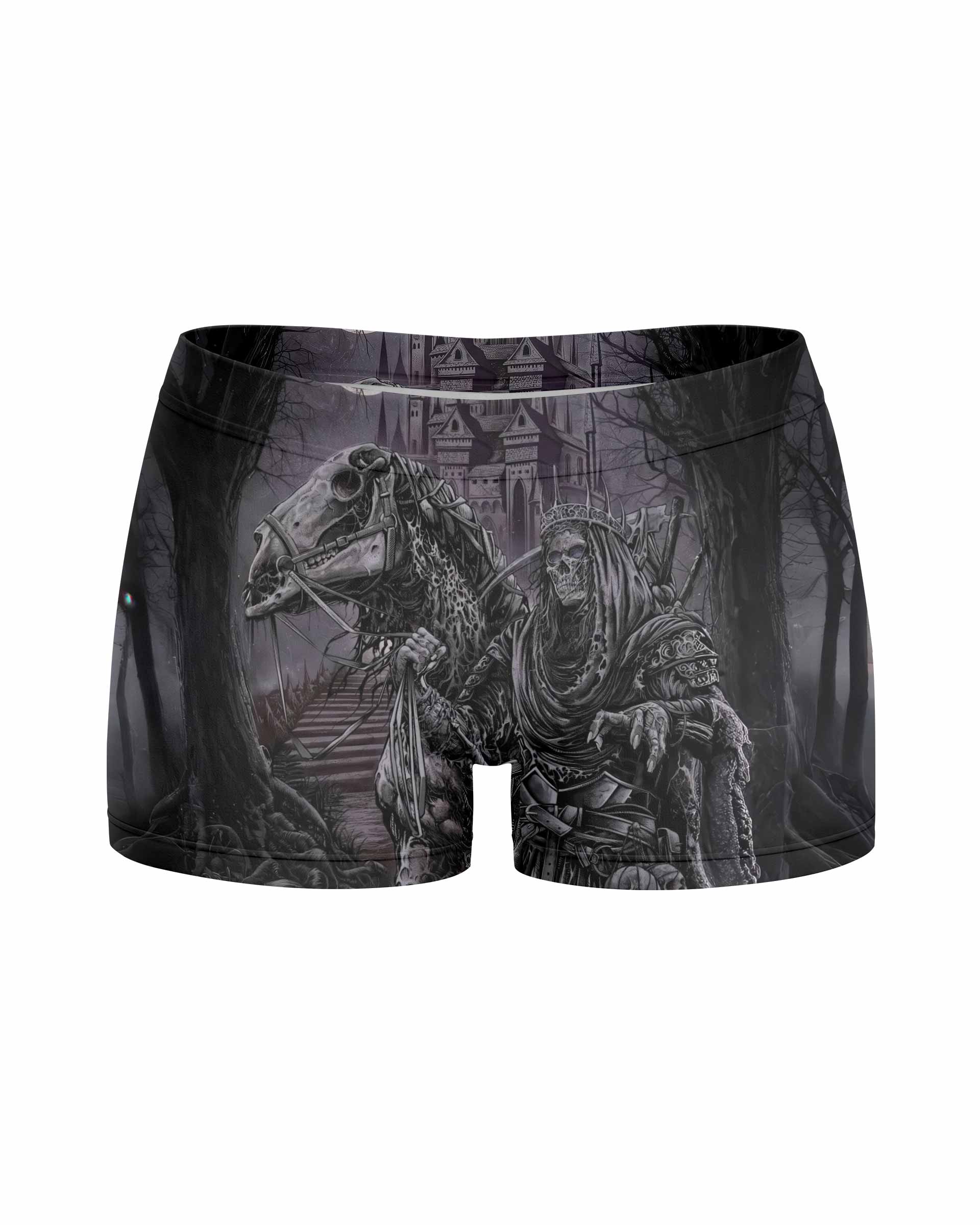Reaper's Dominion Women's Yoga Shorts - front view mockup