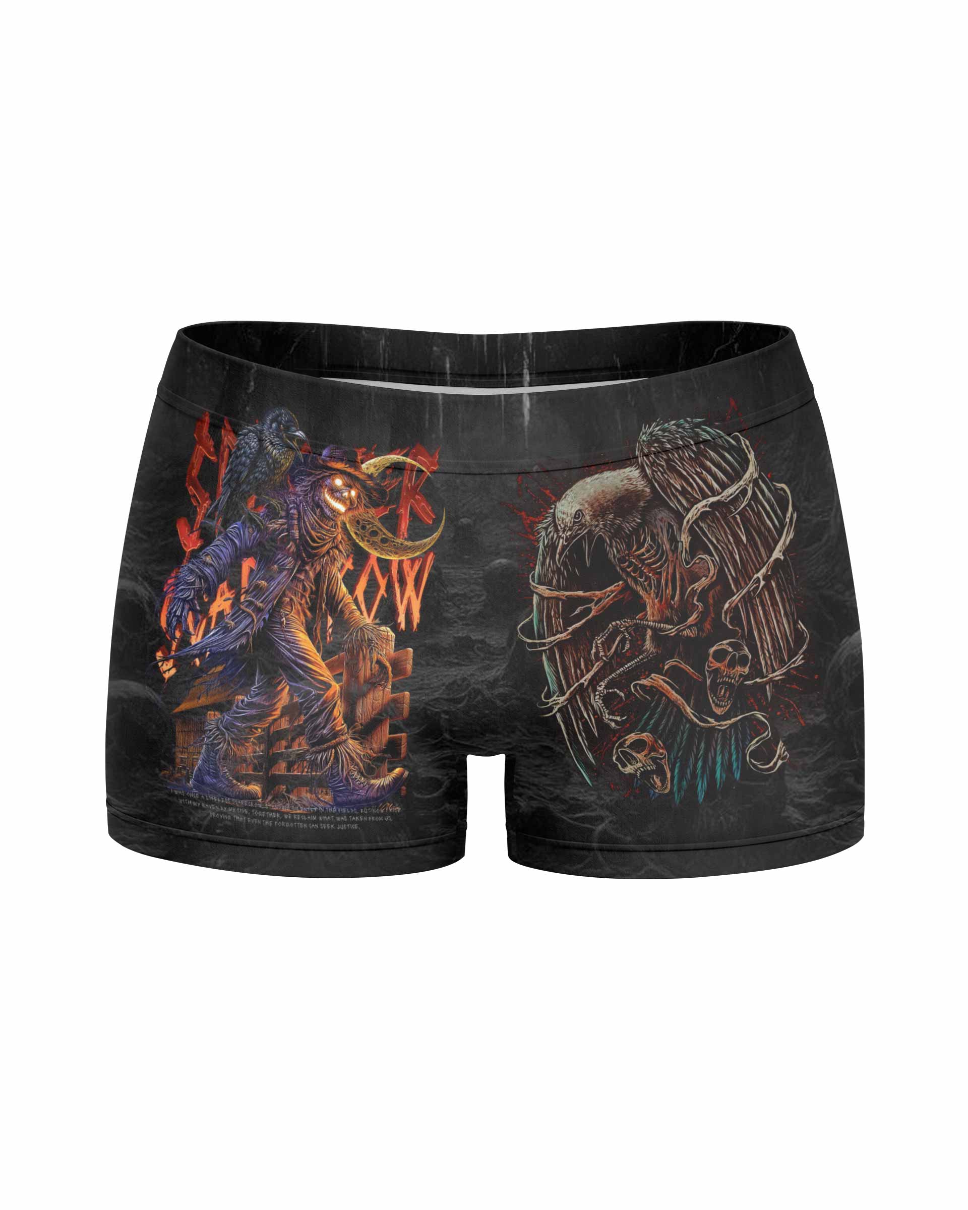 Scarecrow Prophecy Women's Yoga Shorts - front view mockup