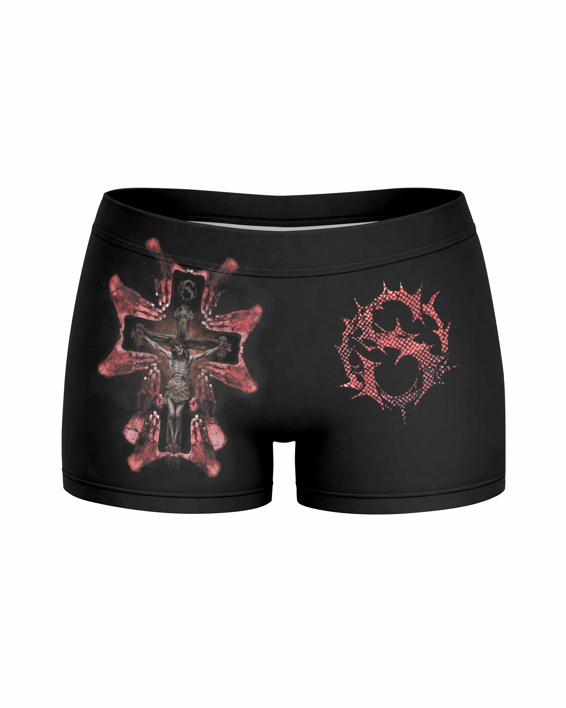 Stigmata Prayer Women's Yoga Shorts - front view mockup
