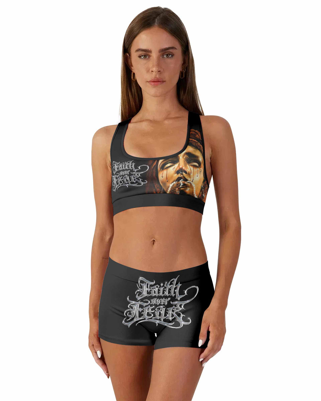 Faith Over Fear Women's Workout Set - front lifestyle view