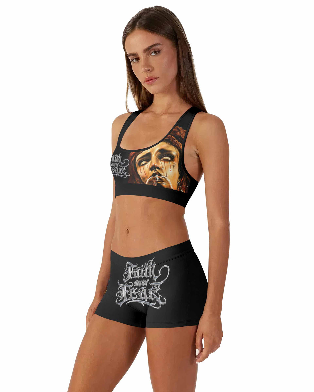 Faith Over Fear Women's Workout Set - front lifestyle view