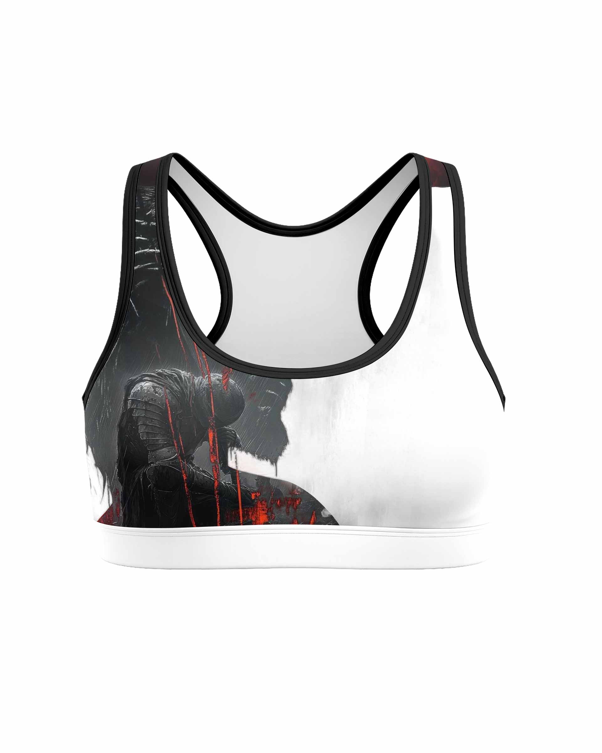 Red Redemption Women's Padded Sports Bra - front view mockup