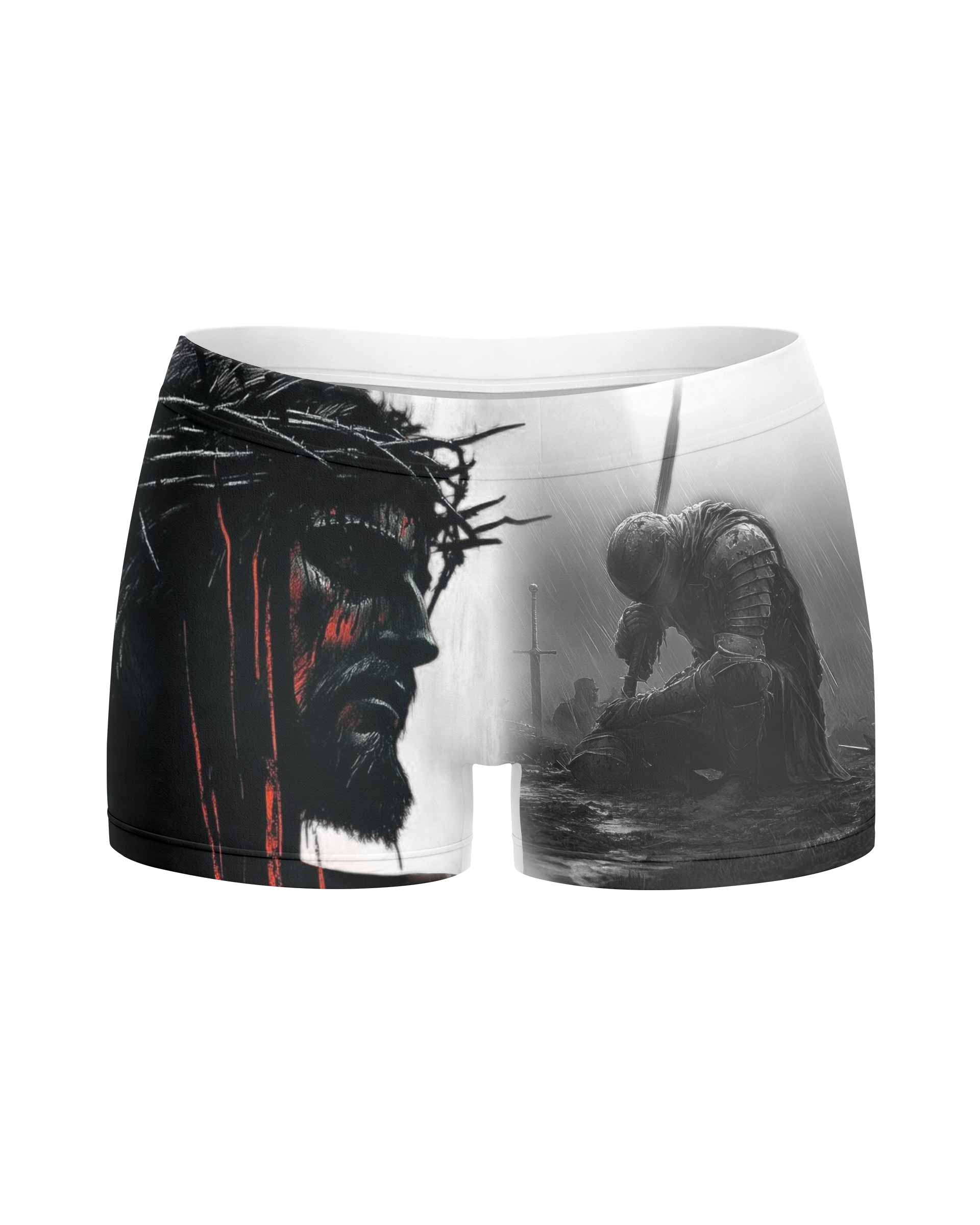 Red Redemption Women's Yoga Shorts - front view mockup